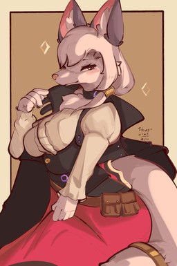 anthro breasts brown_background clothed clothed_female clothing female female_anthro fully_clothed fully_clothed_female fur hair inner_ear_fluff looking_at_viewer pink_nose simple_background solo tail tuft white_body white_fur white_hair white_inner_ear_fluff white_tail conditional_dnp tohupo mammal 2025 digital_drawing_(artwork) digital_media_(artwork) hi_res