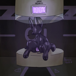 after_transformation anthro bulge bulge_rubbing chastity_bulge chastity_device clothing drone dronesuit dronification eyeless glistening glistening_clothing implied_permanent inside interior_background latex latex_body latex_clothing latex_skinsuit lock_bulge lock_symbol male mouthless muffled null_bulge null_bulge_squeeze onomatopoeia percentage screen self_grope sitting skinsuit solo sound_effects tail text tight_clothing aegisdraws ambiguous_species 1:1 2023 colored digital_drawing_(artwork) digital_media_(artwork) english_text hi_res shaded signature