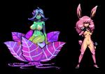 anthro breasts duo female flower fur genitals hair nipples nipple_tassels pink_body pink_fur pink_hair plant pussy simple_background transparent_background wide_hips s-purple breeding_season elemental_creature flora_fauna lagomorph leporid mammal rabbit alpha_channel digital_media_(artwork) pixel_(artwork)