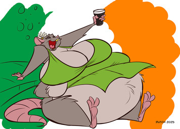 alcohol anthro apron apron_only beer beer_glass belly beverage big_belly big_breasts breasts bubble buckteeth clothing drunk drunk_bubble female flower_on_head fur grey_body grey_fur huge_belly huge_breasts irish irish_flag mature_anthro mature_female multicolored_body multicolored_fur obese obese_anthro obese_female open_mouth overweight overweight_anthro overweight_female sidewalk sitting solo substance_intoxication teeth thick_thighs tongue two_tone_body two_tone_fur whiskers dutch_(artist) guinness mammal murid murine rat rodent 2024 digital_media_(artwork) flat_colors hi_res