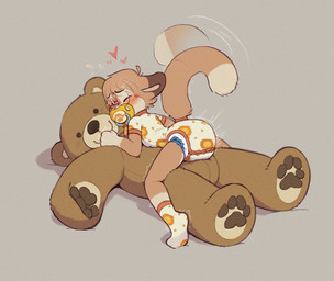 animal_print anthro blush clothing diaper diaper_grinding eyewear glasses grinding heart_symbol male masturbation onesie pacifier pacifier_clip plushie plushie_humping plushophilia simple_background tail tail_motion tailwag teddy_bear white_background young skidoo domestic_cat felid feline felis mammal hi_res adult_(lore)