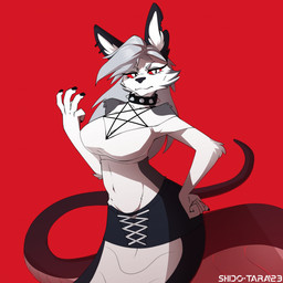 anthro apode big_breasts bottomwear breasts claws clothing collar ear_piercing ear_ring female grey_body grey_hair hair huge_breasts legless looking_at_viewer notched_ear piercing red_sclera ring_piercing serpentine simple_background skirt solo spiked_collar spikes split_form standing tail topwear white_body white_eyes conditional_dnp shido-tara hellaverse helluva_boss mythology loona_(helluva_boss) canid canid_demon canine demon draconcopode hellhound hybrid lamia mammal mythological_canine mythological_creature reptile scalie snake 1:1 hi_res sketch