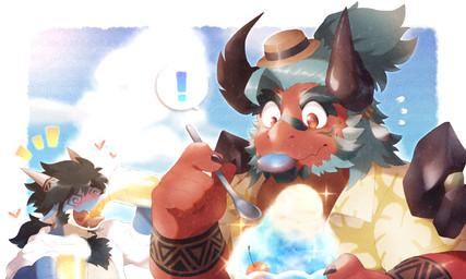 alcohol aloha_shirt anthro beach beer beverage black_hair blue_body blue_scales body_hair chest_hair clothed clothing cloud dessert drunk duo food hair hoodie horn ice_cream male open_clothing open_hoodie open_topwear pattern_clothing pattern_shirt pattern_topwear ponytail red_body red_eyes red_scales scales shaved_ice shirt spiral spiral_eyes substance_intoxication tan_body tan_scales teal_hair topwear oswk_h anothereidos_of_dragon_vein_r mythology atmos_(anothereidos_r) folker_(anothereidos_r) dragon mythological_creature mythological_scalie scalie 5:3 hi_res