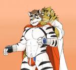 abs anthro biceps cosplay duo eyewear glasses grabbing_from_behind leucistic male male/male muscular nipples pecs standing genchi build_tiger buttertoast felid mammal pantherine tiger 2013