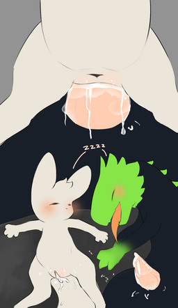 blush blush_lines bodily_fluids body_blush cum cum_in_vagina cum_inside duo female feral genital_fluids genitals huge_penetration humanoid_genitalia humanoid_genitalia_on_feral humanoid_vulva humanoid_vulva_on_feral leaking_cum leaking_penis leaking_vagina male male/female penetration semi-anthro simple_background size_difference sleeping smaller_penetrated sound_effects vowelless vowelless_sound_effect vulva vulva_blush zzz snoiifoxxo rain_world videocult green_lizard_(rain_world) lizard_(rain_world) slugcat comic hi_res