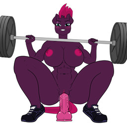 abs anthro blue_eyes broken_horn clothing crouching exercise female footwear genitals hair horn looking_at_viewer muscular muscular_female penetration purple_body purple_hair purple_tail shoes simple_background smile sneakers solo tail vaginal vaginal_penetration vulva weightlifting weights white_background workout pia-sama friendship_is_magic hasbro my_little_pony my_little_pony:_the_movie_(2017) mythology tempest_shadow_(mlp) equid equine mammal mythological_creature mythological_equine unicorn 1:1 hi_res