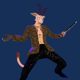 anthro antlers belt belt_buckle buckle chest_tattoo clothed clothing cosplay crossover_cosplay dagger eye_patch eyewear footwear horn insane jewelry male melee_weapon necklace open_clothing open_mouth partially_clothed reference_to_character sharp_teeth shoes simple_background smile solo spread_legs spreading standing tattoo teeth transparent_background weapon vermilionrenderworks enticia_(modeler) beastars yakuza_(series) goro_majima melon_(beastars) antelope bovid felid gazelle hybrid leopard mammal pantherine 1:1 3d_(artwork) absurd_res alpha_channel crossover digital_media_(artwork) hi_res signature