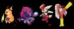 2020 ambiguous_gender blaziken cheek_spots cindablimp cinderace claws closed_smile digital_media_(artwork) feet finger_claws flavia-elric fluffy fluffy_tail fur generation_1_pokemon generation_3_pokemon generation_5_pokemon generation_8_pokemon group hair low_res mouth_closed nintendo paws pixel_(artwork) pokemon pokemon_(species) pupils raichu red_eyes sitting smile snom tail toe_claws white_pupils white_sclera yellow_sclera zoroark