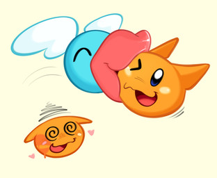 ambiguous/ambiguous ambiguous_gender dazed duo flustered flying kiss_mark kissing lips lipstick makeup smile thick_lips wings frassed leap_(kirby) scarfy hi_res