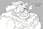 abs big_muscles big_pecs dialogue ear_piercing hair horn huge_muscles huge_pecs jewelry long_hair male muscular muscular_arms muscular_male necklace nipples pecs piercing smoking solo parttimeyeen_(artist) nintendo tears_of_the_kingdom the_legend_of_zelda zonai hi_res