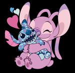 2024 4_toes alien alpha_channel ambiguous_gender angel_(lilo_and_stitch) angoraram antennae_(anatomy) anthro biped blue_tongue blush blush_lines build-a-bear digital_drawing_(artwork) digital_media_(artwork) disney ear_markings embrace experiment_(lilo_and_stitch) eyelashes eyes_closed feet female_(lore) flat_colors happy heart_symbol holding_object holding_plushie holidays hug inanimate_object lilo_and_stitch long_antennae markings open_mouth open_smile pawpads pink_body plushie purple_markings purple_nose purple_pawpads signature simple_background small_tail smile solo stitch_(lilo_and_stitch) tail toes tongue transparent_background valentine's_day