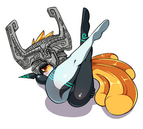 blush butt featureless_crotch female ghs looking_at_viewer lying not_furry null on_back shortstack shortstack_female simple_background solo thick_thighs white_background average-hanzo nintendo the_legend_of_zelda twilight_princess midna humanoid twili