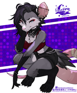 anthro biped bottomwear breasts claws clothed clothed_anthro clothed_female clothing countershade_torso countershading crouching feet female fingers front_view fully_clothed fully_clothed_anthro fully_clothed_female fur hair looking_at_viewer piercing smile solo tail teeth toes topwear fleet-foot american_opossum mammal marsupial 2026 digital_drawing_(artwork) digital_media_(artwork) hi_res
