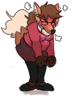 angry anthro bottomwear breasts clothing female fluffy fluffy_tail footwear grumpy medium_breasts shortstack skirt slightly_chubby solo sweater tail topwear apolonoise amanda_(apolonoise) canid canine fox mammal