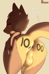 anthro anus backsack balls bent_over butt genitals looking_back male milestone nude presenting presenting_anus presenting_hindquarters raised_tail short_stack solo tail renabu copper_(renabu) canid canine mammal hi_res milestone_celebration