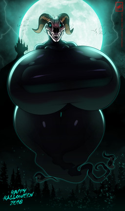anterior_nasal_aperture anthro big_breasts big_nipples blush bone breasts curvy_figure electricity female full_moon glowing glowing_eyes holidays horn huge_breasts huge_nipples hyper hyper_breasts hyper_nipples lightning looking_at_viewer moon nipples skull solo thick_thighs voluptuous walter_sache halloween demon ghost spirit undead 2018 absurd_res hi_res