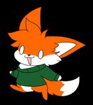 ambiguous_gender anthro clothing dipstick_tail fluffy fluffy_tail fur green_clothing markings open_mouth orange_body orange_fur running solo sweater tail tail_markings topwear white_body white_eyes white_fur noarustar pillzman_(character) canid canine fox mammal animated loop short_playtime