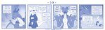 blue_and_white blush clothing comic detailed_background dialogue dragon embarrassed english_text female feral hi_res horn kobold larger_feral male monochrome mostly_nude mythological_creature mythological_scalie mythology scalie shocked size_difference smaller_female suggestive_dialogue text undressing vavacung wings