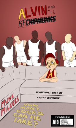 anthro clothing furniture group hat headgear headwear male male/male on_sofa sitting sitting_on_sofa sofa young munkmilkers alvin_and_the_chipmunks alvin_and_the_chipmunks_(1983) piper_perri_surrounded alvin_seville chipmunk ground_squirrel mammal rodent sciurid absurd_res comic cover cover_art cover_page hi_res meme