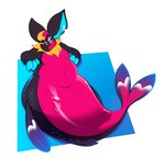 anthro belly big_ears fin fur hair male nude simple_background slightly_chubby smile solo split_form tail thick_thighs wide_hips boot_(artist) boot_(character) bovid capricorn caprine fish goat hybrid mammal marine merfolk 2022 digital_media_(artwork) hi_res