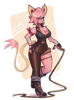 anthro big_breasts boots bottomwear breasts brown_bottomwear brown_clothing brown_pants cleavage clothed clothed_anthro clothed_female clothing female fingerless_gloves footwear fur gloves hair handwear high_heeled_boots high_heels holding_object holding_whip looking_at_viewer pants pink_body pink_eyes pink_fur pink_hair shoes solo tail tail_tuft topwear tuft vest whip jamoart mathilda_(jamoart) mammal mouse murid murine rodent 2025 absurd_res hi_res