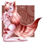 anthro biped breasts female kneeling looking_at_viewer nipples nude smile solo thick_thighs cardinal_screen canid canine mammal 1:1