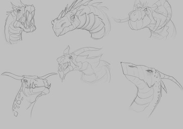 ambiguous_gender big_fangs fangs feral horn long_neck mouth_closed narrowed_eyes open_mouth sharp_teeth simple_background solo spotted_neck teeth aduran mythology dragon mythological_creature mythological_scalie scalie monochrome sketch sketch_page