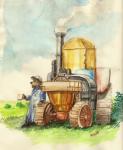 anthro beverage coffee farm food male solo tractor vehicle pat_kelley canid canine canis domestic_dog mammal colored_pencil_(artwork) painting_(artwork) traditional_media_(artwork) traditional_painting_(artwork) traditional_watercolor_(artwork) watercolor_(artwork)