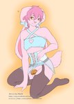 anthro chastity_device clothing lingerie pose solo text icy-marth lagomorph leporid mammal rabbit hi_res pinup url