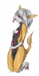 anthro bodily_fluids claws crying erection femboy fur genitals kemono male masturbation nude open_mouth penile penile_masturbation penis scar solo tail tears tongue tewtewga johnsergal_(character) mammal sergal