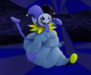 big_butt black_sclera butt circumcised clothing erection fool's_hat footwear genitals gloves handwear hat headgear headwear humanoid_genitalia humanoid_penis humanoid_pointy_ears imo long_tongue male mostly_nude_male not_furry one_eye_closed open_mouth overweight overweight_male penis pointy_ears purple_clothing purple_gloves purple_handwear purple_tail purple_toes sharp_teeth shoes side_view sitting solo tail teeth text thick_thighs tongue yellow_eyes streetsign01 xeytech_(modeler) deltarune undertale_(series) jevil_(deltarune) darkner 2025 3d_(artwork) digital_media_(artwork) english_text hi_res