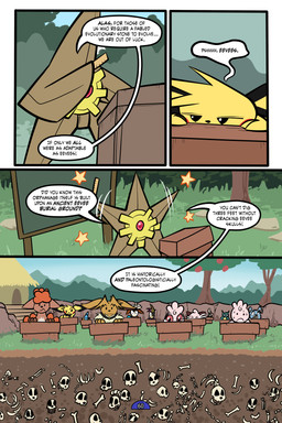 4_panel_comic ambiguous_gender black_eyes black_nose black_text blue_body bodily_fluids bone brown_body brown_eyes brown_fur brown_hair chalkboard cheek_spots crying day dialogue dot_eyes ellipsis exclamation_point eye_patch eyebrows eyes_closed eyewear feral fur goggles grass group hair holding_ruler mouth_closed multi_tail neck_tuft outside page_number paws pink_body plant pupils question_mark red_cheeks ruler simple_eyes skull speech_bubble sweat sweatdrop tail talking_to_another tears teary_eyes text toony tree tuft white_pupils yellow_body virmir nintendo pokemon pokemon_mystery_dungeon spike_chunsoft virmir_(character) axew cleffa eevee generation_1_pokemon generation_2_pokemon generation_3_pokemon generation_4_pokemon generation_5_pokemon generation_7_pokemon igglybuff mudkip munchlax pichu pokemon_(species) rockruff shiny_pokemon smeargle staryu vulpix 2025 2:3 absurd_res comic english_text hi_res
