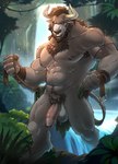 2_horns 5_fingers abs absurd_res anthro armpit_hair badcoyote ball_tuft ballhawk balls beard belt big_balls big_muscles big_penis body_hair bovid bovine brown_body brown_fur brown_hair brown_nipples buru_(buruthebull) chest_tuft clothing detailed_background digital_drawing_(artwork) digital_media_(artwork) facial_hair fingernails fingers flaccid foreskin forest fur genitals grin hair happy_trail hi_res holding_belt holding_object horn humanoid_genitalia humanoid_penis looking_at_viewer male mammal muscular muscular_male nails nature nature_background navel nipples nude open_belt open_mouth open_smile outside pecs penis plant presenting presenting_balls presenting_penis pubes smile smiling_at_viewer solo standing tail teeth tree tuft undressing unretracted_foreskin vein veiny_penis vines waterfall
