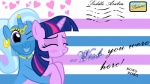 alternate_species blue_hair card_template duo eyes_closed female feral fur hair heart_symbol horn humor multicolored_hair postcard pun purple_body purple_eyes purple_fur purple_hair smile teeth two_tone_hair navitaserussirus friendship_is_magic hasbro my_little_pony mythology trixie_(mlp) twilight_sparkle_(mlp) equid equine genie mammal mythological_creature mythological_equine unicorn wish digital_media_(artwork)