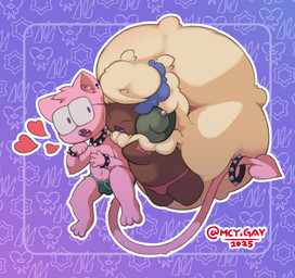 anthro arm_tattoo boxer_briefs bracelet clothing collar duo ear_piercing eyewear face_squish fangs fluffy furgonomic_piercing furgonomics glasses heart_symbol hearts_around_head highlights_(coloring) horn horn_piercing hug jewelry looking_at_another male navel panties piercing pokemorph pubes rectangular_glasses shoulder_tattoo spade_tail spiked_bracelet spiked_collar spikes squish surprise_hug tail tattoo teeth underwear sunny_(artist) nintendo pokemon sunny_(sunny) generation_1_pokemon generation_5_pokemon humanoid legendary_pokemon mew_(pokemon) pokemon_(species) whimsicott absurd_res hi_res nonbinary_(lore)