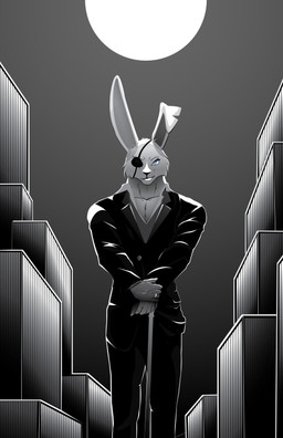 anthro clothed clothing fur male smile solo suit iwanttodrown tennis_ace keisuke_urushihara hare lagomorph leporid mammal absurd_res digital_media_(artwork) hi_res