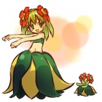 1:1 :d bandeau beady_eyes bellossom biped black_eyes blush bottomwear clothed clothing cosplay dancing duo elemental_creature elemental_humanoid female flat_chested flora_fauna flower flower_(anatomy) flower_creature front_view fully_clothed generation_2_pokemon grass_skirt green_body green_bottomwear green_clothing green_eyes green_hair green_skin green_skirt green_topwear hair head_flower hitec human humanoid long_hair looking_at_viewer mammal midriff mini_me multicolored_bottomwear multicolored_clothing multicolored_skirt navel nintendo not_furry open_mouth plant plant_humanoid pokemon pokemon_(species) pseudo_bottomwear pseudo_clothing pseudo_skirt simple_background size_difference skirt smile standing tan_body tan_ears tan_skin toony topwear tube_top two_tone_bottomwear two_tone_clothing two_tone_skirt yellow_bottomwear yellow_clothing yellow_skirt
