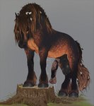 anatomically_correct anatomically_correct_genitalia anatomically_correct_penis animal_genitalia animal_penis balls big_balls big_penis bodily_fluids brown_body brown_fur brown_mane dripping equine_genitalia equine_penis erection feathering feral freckled_balls freckles fur genital_fluids genitals grass hair hooves looking_at_viewer male male_feral mane medial_ring mottled mottled_genitalia mottled_penis outside penis plant precum precum_drip precum_on_belly precum_on_ground precum_on_penis precum_on_self quadruped saggy_balls sheath simple_background solo tail tree_stump unguligrade vein veiny_penis yellow_eyes scarlanya noz_orlok draft_horse equid equine horse mammal hi_res