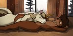 anthro bed cuddling duo female furniture male male/female nude marsminer adora_(marsminer) keith_(marsminer) equid equine horse mammal mustelid otter 2023 hi_res