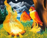 campfire feral grass lake light male moon moonlight mountain night plant roasting_marshmallow rock solo tree universaldragon avian bird falcon falconid peregrine_falcon absurd_res hi_res