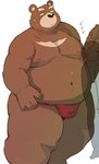 anthro asian_clothing belly big_belly blush bodily_fluids clothing duo east_asian_clothing eyes_closed fundoshi japanese_clothing kemono male moobs navel nipples overweight overweight_male red_clothing red_fundoshi red_underwear sweat underwear arufina_w bear mammal 2024 hi_res