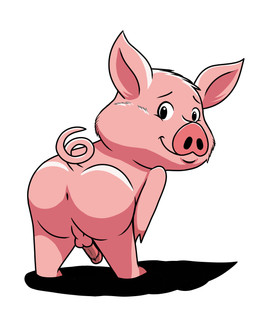 anthro anus genitals happy looking_at_viewer male nude penis porcine_tail presenting presenting_anus presenting_penis solo toony harryiff_art domestic_pig mammal suid suine sus_(pig) absurd_res hi_res