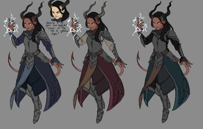 2_horns 5_fingers armor belt black_bottomwear black_claws black_clothing black_eyebrows black_fingerless_gloves black_gloves black_hair black_handwear black_horn black_pants black_shirt black_topwear blue_bottomwear blue_clothing blue_fingerless_gloves blue_gloves blue_handwear blue_pants blue_shirt blue_skirt blue_topwear boots bottomwear breastplate brown_belt brown_clothing brown_fingerless_gloves brown_gloves brown_handwear brown_horn claws clothed clothed_female clothed_humanoid clothing color_variation druid eyebrows female female_humanoid finger_claws fingerless_gloves fingers footwear fully_clothed fully_clothed_female fully_clothed_humanoid furrowed_eyebrows gauntlets gloves greaves green_bottomwear green_clothing green_skirt grey_background grey_boots grey_clothing grey_footwear hair handwear horn humanoid_pointy_ears lips long_hair long_tail magic magic_user not_furry open_mouth open_smile pants pauldron pointed_tail pointy_ears red_body red_bottomwear red_clothing red_lips red_skin red_skirt red_tongue shirt shoes simple_background skirt smile solo tail tan_body tan_bottomwear tan_clothing tan_pants tan_shirt tan_skin tan_topwear text tongue topwear tribal_spellcaster thedustyleaves dungeons_and_dragons hasbro oxventure wizards_of_the_coast prudence_(oxventure) horned_humanoid humanoid tailed_humanoid tiefling 2017 concept_art digital_drawing_(artwork) digital_media_(artwork) english_description english_text flat_colors