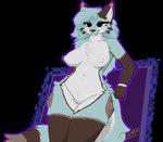 anthro big_tail biped blue_body blue_fur blue_hair breasts casual_nudity cheek_markings cheek_tuft crotch_tuft eyelashes facial_markings facial_tuft featureless_breasts featureless_crotch female female_anthro fluffy fluffy_tail fluffy_thighs fur fur_markings hair head_markings inner_ear_fluff leaning leaning_backward leaning_on_object long_hair long_tail looking_away markings medium_breasts midriff multicolored_body multicolored_ears multicolored_eyes multicolored_fur multicolored_tail navel nude pointy_ears presenting prick_ears purple_eyes simple_background solo striped_body striped_fur stripes tail thick_eyelashes thick_thighs transparent_background tuft white_body white_fur wide_hipped_female wide_hips cynically_wolf ammy_(cynically_wolf) canid canine canis mammal wolf alpha_channel hi_res