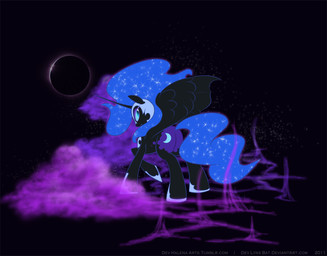 armor black_body black_feathers blue_eyes cloud cutie_mark dark eclipse feathered_wings feathers female feral headgear helmet horn looking_back moon quadruped simple_background solar_eclipse solo tail toony wings dev_halena friendship_is_magic hasbro my_little_pony mythology nightmare_moon_(mlp) equid equine mammal mythological_creature mythological_equine winged_unicorn