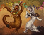 2014 alcohol ambiguous_gender anthro beverage blush brown_fur brown_hair dancing drink eyes_closed fur hair musical_note mustelid necklace otter sabretoothed_ermine weasel white_fur white_hair
Rating: Safe
Score: 2
User: tony311
Date: February 19, 2014