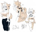 anthro big_breasts big_butt blush bouncing_breasts breasts butt clothing eyelashes eyes_closed eyewear female gesture glasses hair hand_gesture male slightly_chubby thumbs_up undressing gats winter_(gats) canid canine canis domestic_dog mammal unavailable_at_source