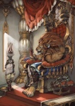 angry anthro baroque_architecture castle chair claws detailed_background domestic_pet feral food furniture furries_with_pets group king male middle_eastern_architecture muscular muscular_male plant renaissance_architecture royalty ruler servant throne tree murayama_ryouta ovopack domestic_cat felid feline felis lagomorph leporid lion mammal pantherine rabbit detailed hi_res