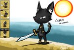 anthro beach black_body black_eyes black_fur black_nose fur holding_melee_weapon holding_object holding_sword holding_weapon male melee_weapon sand sea solo sun sword warrior water weapon naircat cladun domestic_cat felid feline felis mammal 2012 digital_drawing_(artwork) digital_media_(artwork) sketch