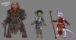 adventurer armor armwear axe clothing ear_piercing elbow_gloves female gloves group handwear magic_user male melee_weapon piercing staff trio warrior weapon mister_d balrapha_(keroro623) barnabus_(keroro623) blenafee_(keroro623) dwarf goblin humanoid kobold scalie